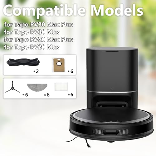 Image of 26 piece Accessories for Tapo RV30 Max Plus / RV30 Max / RV20 Max Plus vacuum cleaner, 2 Main Brushes, 6 Filters, 6 Mop Pad, 6 Bust Bags, 6 Side Brushes, for Tapo RV30 Max Plus Replacement