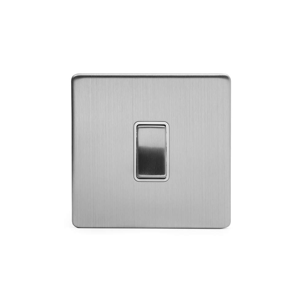 Soho Lighting Brushed Chrome 1 Gang 2 Way 10A Light Switch Wht Ins Screwless