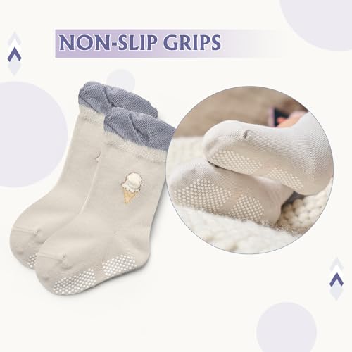 Baby Boys Socks Cotton Crew Toddler Socks with Grips Anti Skid Bottom Socks 6 Pack4