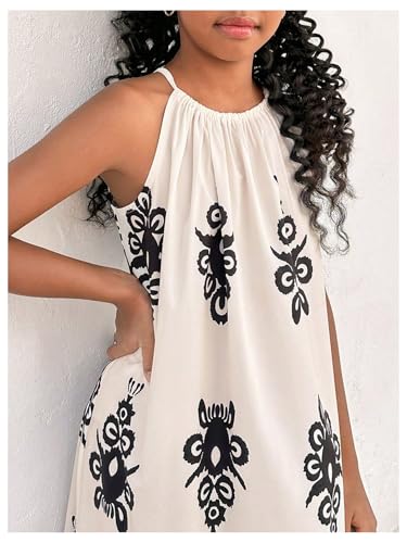 Floerns Girl's Tribal Print Halter Dress Sleeveless Slit Hem Beach Long Dresses4
