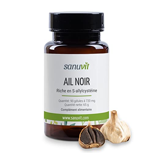 Sanuvit® - Ail noir 600 mg par gélule | 90 gélules | Allium sativum | Hautement dosé | Extrait 15:1 | Haute biodisponibilité et tolérance | Végétalien Cover