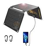 Cargador Solar portátil de 20 W, USB (QC3.0) y Cargador Solar portátil de12V CC/1,5 A para teléfono móvil Cargador Solar Resistente al Agua IP67 para Cargar Dispositivos USB/teléfonos Inteligentes