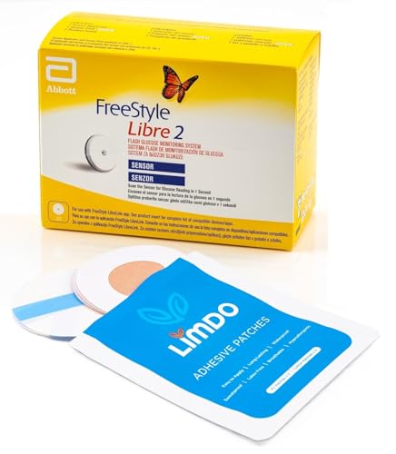 FreeStyle Libre 2 Flash Glucose Monitoring System Sensor with Limdo Patches, Continuous Glucose Level Monitoring