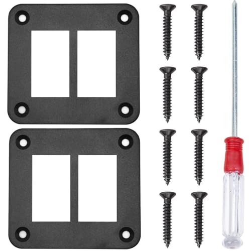 DAOKAI Rocker Switch Panel 2 Way Panel Housing Holder,2 Gang Black Waterproof Anodized Aluminium Switch Shell Bracket with Screws for Car Boat Truck RV(2pcs)