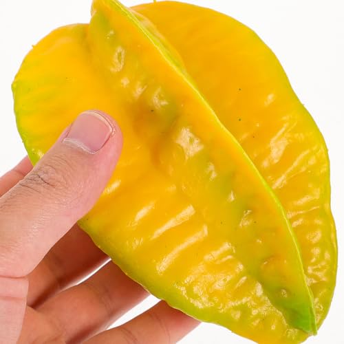 WATIIFUFU 2pcs Artificial Starfruit Simulation Plastic Fruit Models for Photography Props and Shop Window Decoration, Realistic Fake Fruit Ornaments for Home and Scene Layout - Thumbnail 4