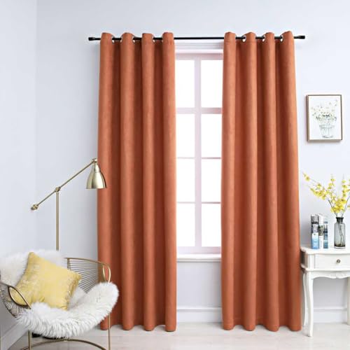 Rideaux occultants rouille 140x225 cm lot de 2 aspect daim pour salon