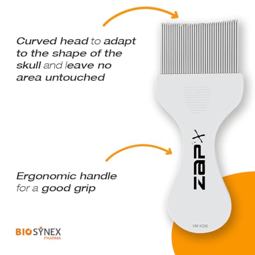 ZAP'X Manual Anti-Lice & Nits Comb - Ergonomic, Stainless Steel, Unisex, Children, 1 Unité (Lot de 1) - Image 2