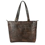 Orbit Art Gallery Vintage Genuine Leather Tote Bag for Women Large Shoulder Purse Handbag Women's To