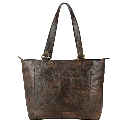 Orbit Art Gallery Vintage Genuine Leather Tote Bag For Women Large Shoulder Purse Handbag Women's Tote Handbags (Dark Brown) #TOP3