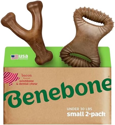 Benebone 2 Count (Pack of 1) Wishbone/Dental Durable Dog Chew Toy...