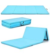 GYMAX Gymnastics Mat, 4' x 8' x 2" Folding Exercise Mat Thick w/Carry Handles & Sturdy Stitching ...