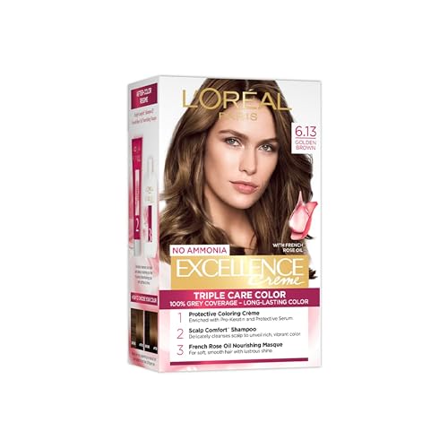 Image of L'Oreal Paris Excellence Creme Triple Care Hair Color, 72ml+100g - 6.13 Golden Brown (Pack of 1)