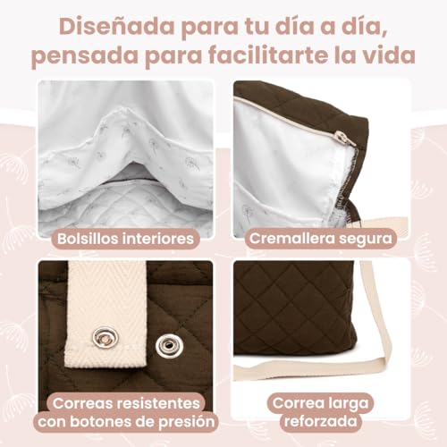 MIMUSELINA Bolso Carro Bebe | Pañalera Bebe organizador para silla paseo con gran capacidad | Bolso Maternidad Elegante y Práctico | Hecho en España | Musk Standard - imagen 7