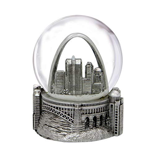 Silver Pewter St. Louis Snow Globe, Missouri Snowglobe 65mm Souvenir and Wedding Gift Home Decor
