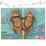 Ecloverlife Otter Half Pop Up Anniversary Card, Musical Anniversary Cards for Wife, Husband, Couple, Musical Birthday Card for Girlfriend, Boyfriend,Wife, Husband