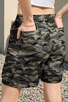 IVIR Kurze Hose Damen Sommer Bermuda Cargo Shorts Hohe Taille Baumwolle mit Elastischem Bund und 6 Taschen Camo M – Ansicht 4