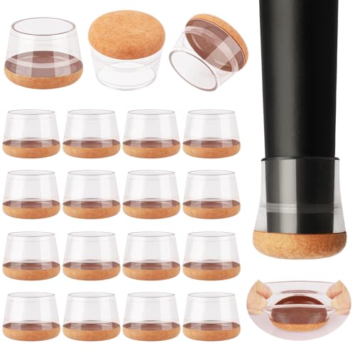 Image of 16-Pcs Round Silicone Chair Leg Floor Protectors, Thick & Tear | Stretchy Furniture Pads & Caps Protect Hardwood Floors from Scratches & Noise and Fit Most Dining Table & Bar Stool Legs