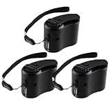 Caricabatterie a manovella, 3 mini power bank sempre in movimento, Blk, caricabatterie per telefono a manovella