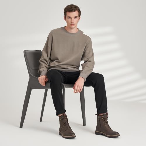 Image of Vostey Mens Motorcycle Boots With Side Zipper Dress Boot
