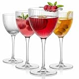 SIPBYSOP Ribbed Coupe Glasses Set of 4, Vintage Ribbed Martini Glassware, Crystal Cordial Cups for Whiskey...