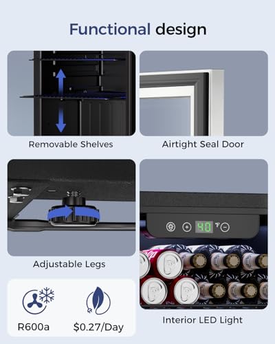 Image of Feelfunn 1.7 Cu.Ft Beverage Refrigerator Cooler - 68 Can Mini Fridge Glass Door for Drink Soda Beer Wine - Small Refrigerator for Bedroom Office Home Dorm Bar, Silver