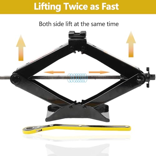 Allucky Scissor Lift Jack kit Heavy Duty Lifting Scissor Jack Tire Replacement Tool with Hand Crank Tire Tool Kit Universal Car Emergency Kit (3T-Base Enlarged) by Allucky - Image 4