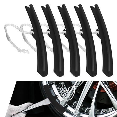 Lxsloet 5PCS Car Tire Changing Rim Protector, Wheel Rim Protector, Tire Changer Guard Edge Savers, Car Exterior Accessories 15cm Fixing Tyre Rim Protective Cover for Motorcycle SUV Sedan (Black)