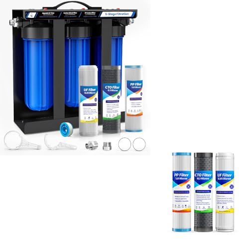 RV Water Filter System + 3 Cartridges, 3-Stage, 2.5