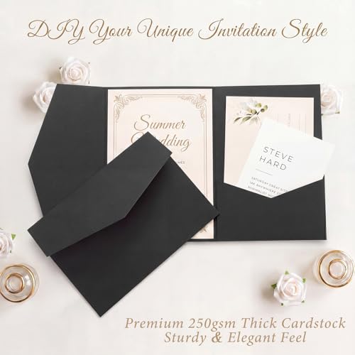Sabary 25 Pcs Black Tri-fold Envelope 5" x 7" Envelope for Invitation by Sabary - Used condition - Image 7
