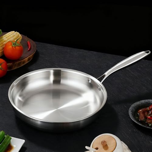 Poêle en acier inoxydable 410 avec manche ergonomique durable - 8
