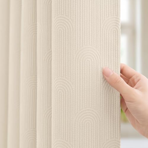 BTTN Cream Arch Textured Waterproof Fabric Shower Curtain Set, 72x72, Beige