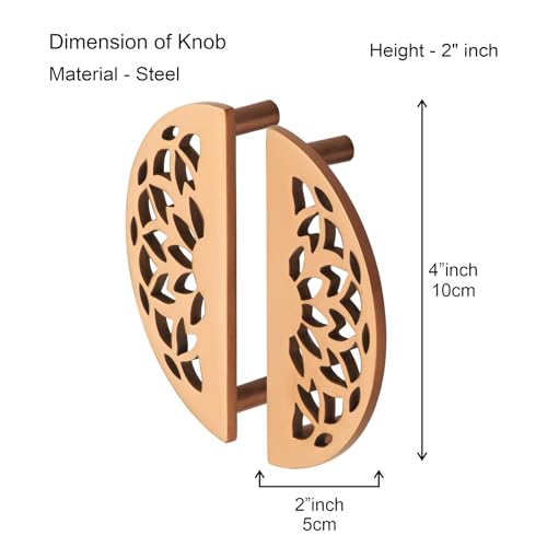 Image of COMPASS Stainless Steel Lotus Cabinet Knobs, Drawer Pulls, Knobs for Dresser Drawers, Drawer Knobs Handle, Kitchen Knobs (PVD Rose Gold Finish) Pack of 8 pcs