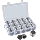 105 Pieces 46mm Coin Capsules with Foam Gasket and Plastic Storage Organizer Box, 6 Sizes (20/25/27/