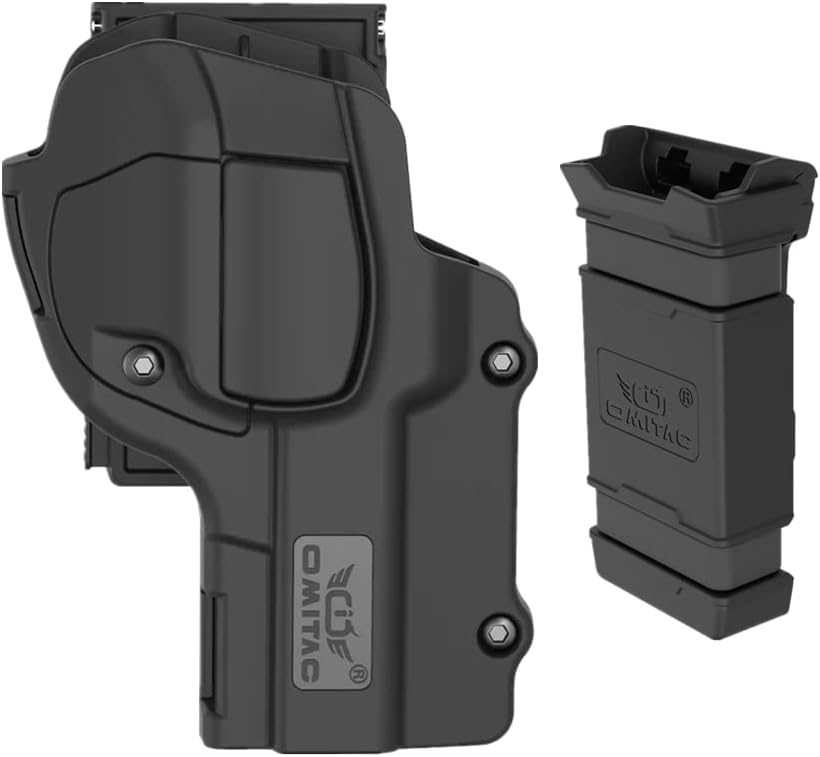 Beretta 92 Holster and 9mm Magazine Pouch - M9 92fs Outside Waistband Open Carry Belt Clip Right Hand Retention Level 2