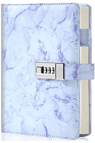 Dzhzal Diary with Lock for Girls Boys and Women Lockable Leather Journal with Combination Lock Refillable Lined Paper Locking Diaries A5