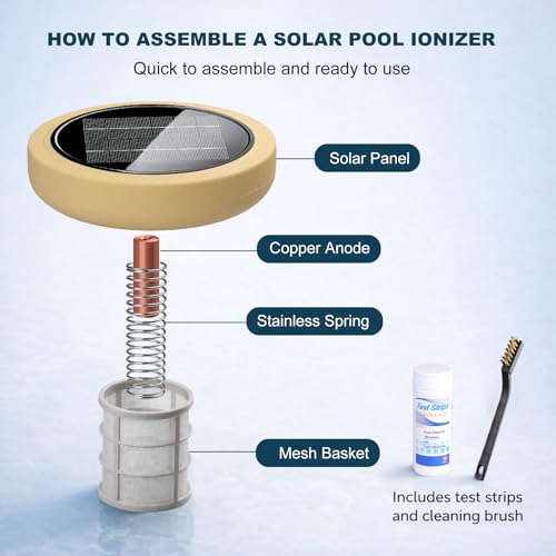 Solar Pool Ionizer for Above Ground, Solar Powered Floating Copper Purifier, Reduce Chlorine 85%, Up to 45,000 Gallons, Swimming Pools Water Cleaner for In-ground Pools and Spas (Yellow) by Bsteciar - Used condition - Image 6