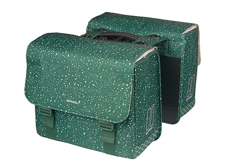 Basil Flair Doppelte Fahrradtasche MIK - 35L, Grün, Wasserabweisend, Aus recyceltem Polyester, Inkl. abschließbarer MIK-Adapterplatte, Perfekt für Stadt und Alltag