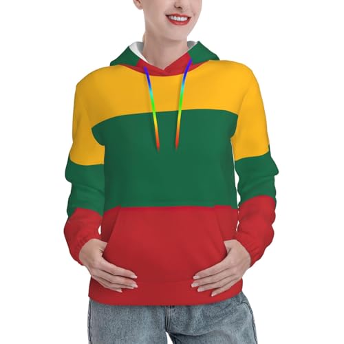 Sweat drapeau Lituanie imprimé tendance avec poche kangourou pour femme
