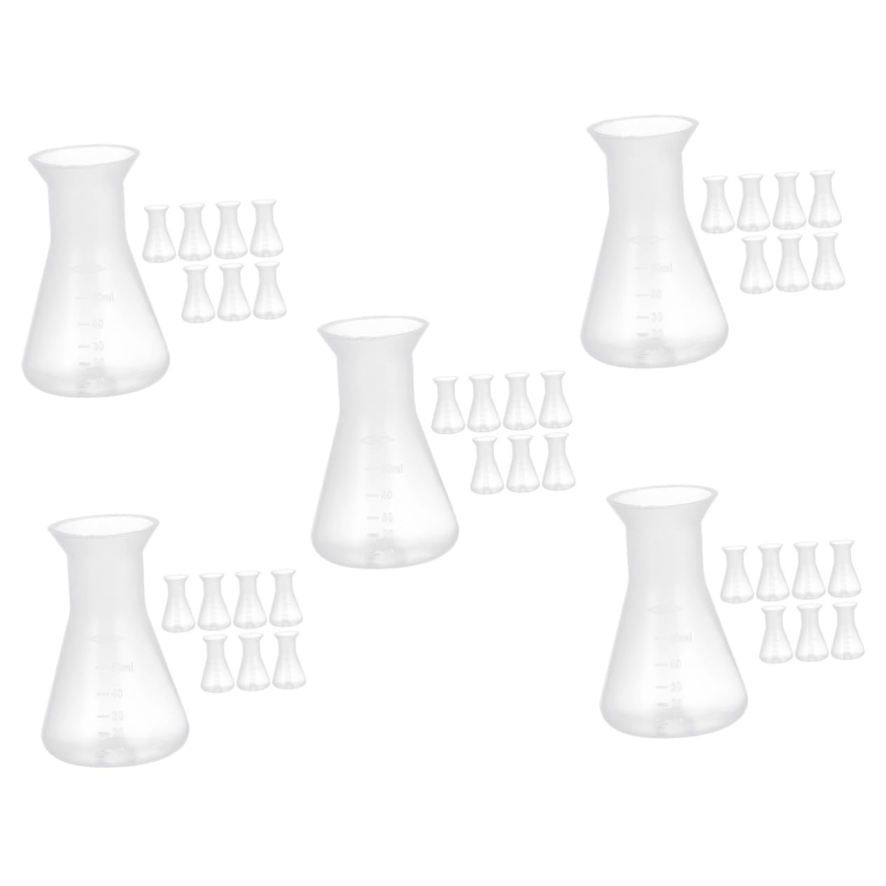 5 Set Di Beute Di Erlenmeyer Da Laboratorio Scientifico 50 Ml Con Scala Conica Per Uso Sperimentale in Laboratorio 8 Pezzi*5