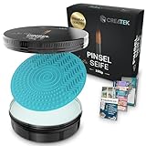 CreaTek Premium Pinselseife 100g + praktische Silikon Reinigungsmatte für tiefenwirksame Reinigung - hochwertiger Pinselreiniger Acrylfarbe, Aquarellfarbe - 100% vegane Pinsel Seife, Brush Soap