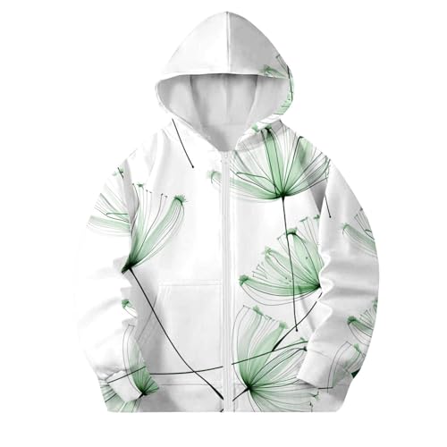 Girls Floral Print Oversized Full Zip Hoodie Kids Casual Long Sleeve Sweatshirts Cute Jackets with Pockets for 4-12 Years