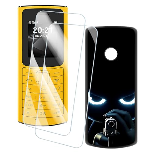 OAGELIM 2�Z�b�g �X�N���[���v���e�N�^�[ + �P�[�X Nokia 110 4G 2021 (1.8 �C���`) �Ƃ̌݊������� �A�[�e�B�X�e�B�b�N�J�X�^���v�����g�J�o�[�Ƌ����K���X�t�B���� �X�N���b�`�h�~ (�Ə�)