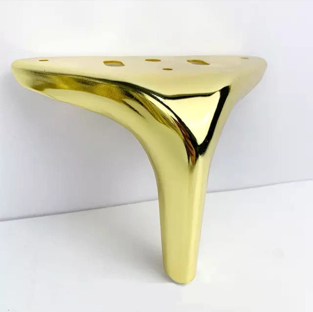 Sofa Leg Glossy Finish Heavy Model Russian Fame Shape Furniture Leg Set of 4, 6 Inches Weight Capacity (Screw Included) Gold