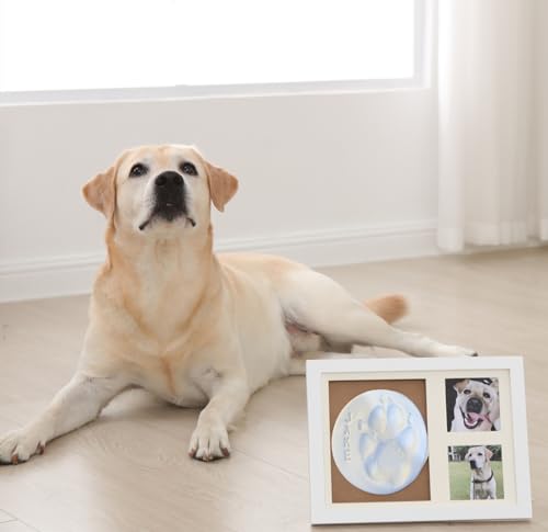 PewinGo Baby Handabdruck und Fußabdruck Set, Gipsabdruck Baby Abdruck/Abdruckset mit Echtholz Bilderrahmen- Perfekte Geschenkidee für Babydusche Geschenk/Babyparty,Pfotenabdruck Set Katze/Hund