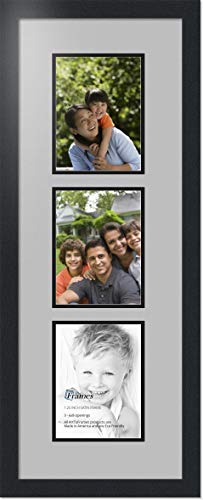 ArtToFrames Collage Photo Frame Double Mat with 3 - 6x8 Openings and Satin Black Frame