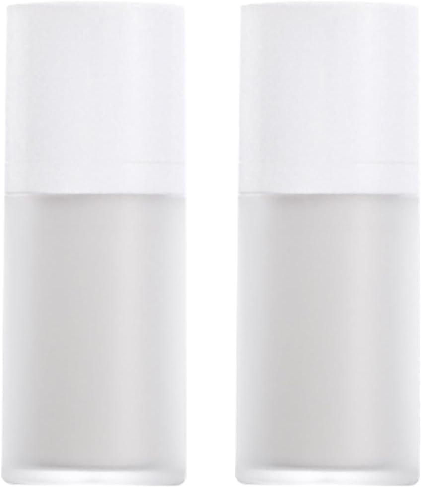 MERRYHAPY 2pcs Frosted Airless Lotion Dispenser Bottles Portable Travel Cosmetic Pump Containers for Serum Sunscreen Shampoo Refillable Design