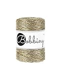  Bobbiny Oeko-Tex Premium Makramee Garn aus ökologischer Baumwolle in Metallic Gold 3 mm x 50 m