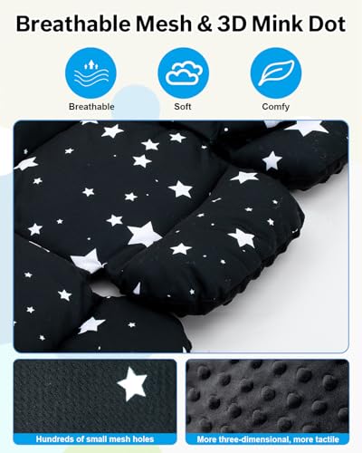 Image of THE KENKYO Infant Car Seat Insert with Extra Headrest & Shoulder Pads Set | Thickened Head Support, Breathable Air Mesh & 3D Mink Dot, Compatible with Car Seat, Stroller, Swing, Boucer, for 0-12 Months