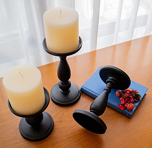 Set Of 3 Matte Black, Pillar , Decorative Candle Holdersset For Wedding Decor, Dining Table Centerpieces #TOP7