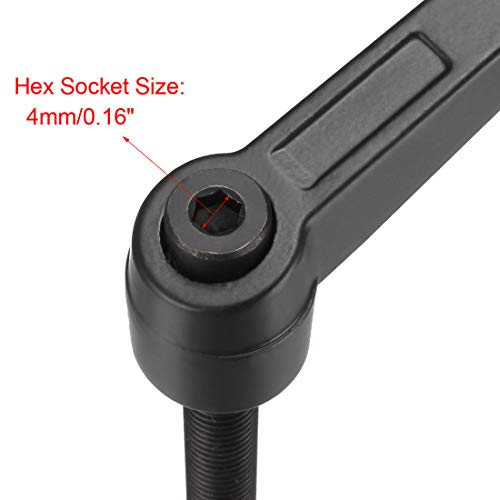 Image of uxcell M8 x 40mm Handle Adjustable Clamping Lever Thread Push Button Ratchet Male Threaded Stud Knobs Locking Rotating Screw Handles Quick Release Bolt Black 3pcs